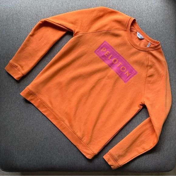 Peloton Orange Long Sleeve Pullover Sweater Medium - Picture 1 of 4